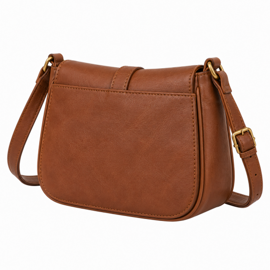 Women's Brown Leather Crossbody Bag One Size