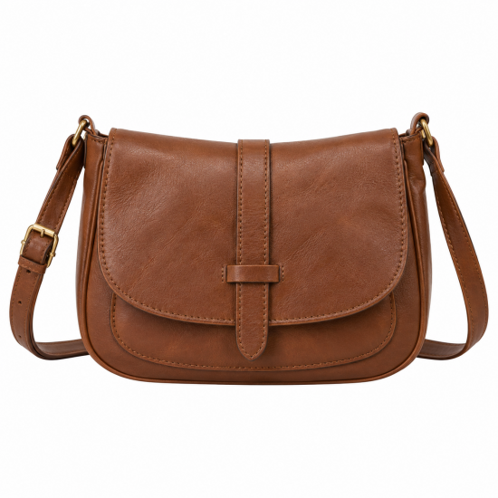 Women's Brown Leather Crossbody Bag One Size
