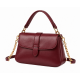 Burgundy Leather Hand Bag with Detachable Shoulder Chain