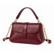 Burgundy Leather Hand Bag with Detachable Shoulder Chain