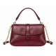 Burgundy Leather Hand Bag with Detachable Shoulder Chain