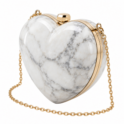 Luxury Handheld Clutch Evening Crossbody Handbag Marble Heart Shape Prom Purse