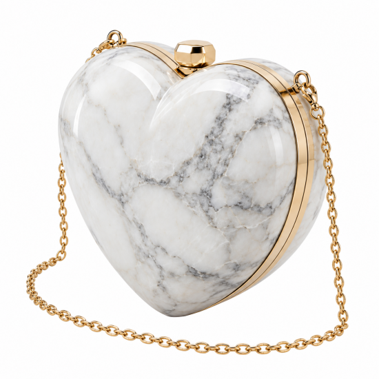 Luxury Handheld Clutch Evening Crossbody Handbag Marble Heart Shape Prom Purse