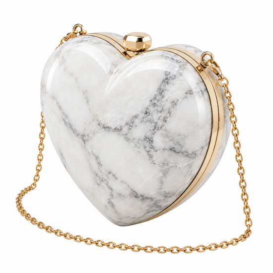 Luxury Handheld Clutch Evening Crossbody Handbag Marble Heart Shape Prom Purse