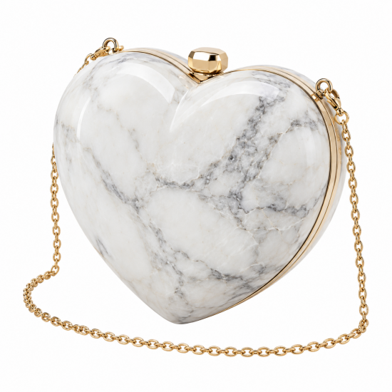 Luxury Handheld Clutch Evening Crossbody Handbag Marble Heart Shape Prom Purse