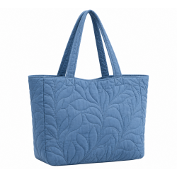 Blue Quilted Handmade Floral Tote Shoulder Bag for Women's