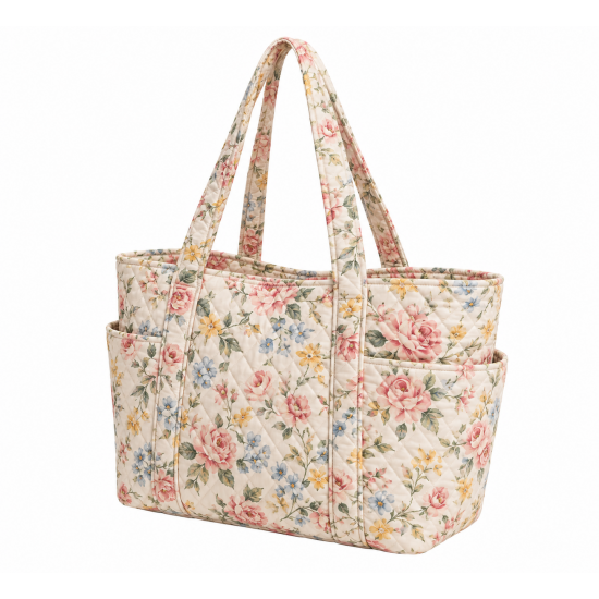 Quilted Handmade Floral Tote Shoulder Bag for Women's