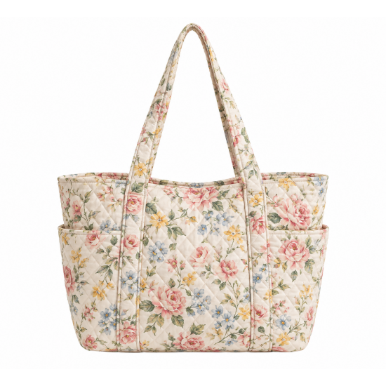Quilted Handmade Floral Tote Shoulder Bag for Women's