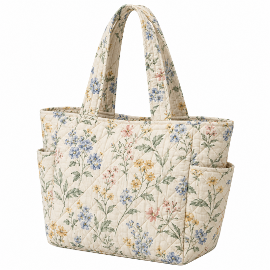 Quilted Cotton Floral Tote Bag for Women's