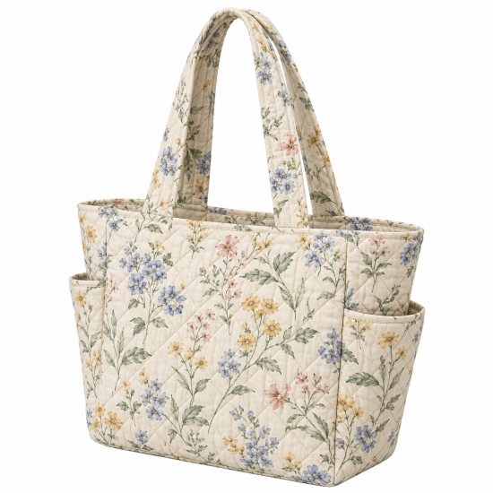 Quilted Cotton Floral Tote Bag for Women's