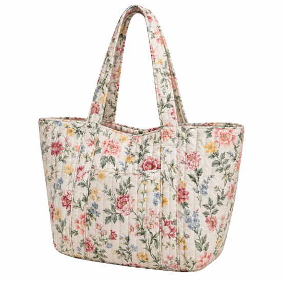 Quilted Cotton Handmade Floral Tote Shoulder Bag for Women's