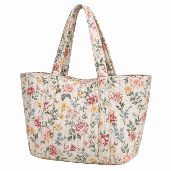 Quilted Cotton Handmade Floral Tote Shoulder Bag for Women's