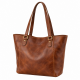 Brown Leather Vintage Tote Shoulder Bag for Women's