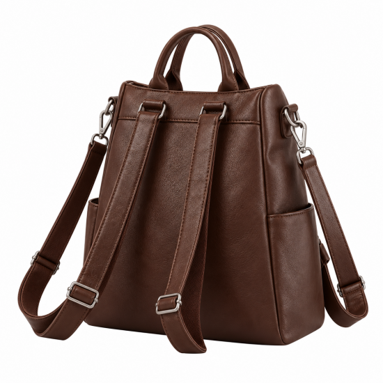 Women's Shoulder Bag Anti-Theft Leather Backpack for Women's Convertible Handbag