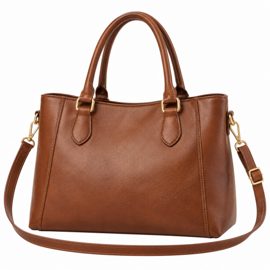 Brown Women's Hand-held Bag Casual Women's Shoulder Bag in Leather