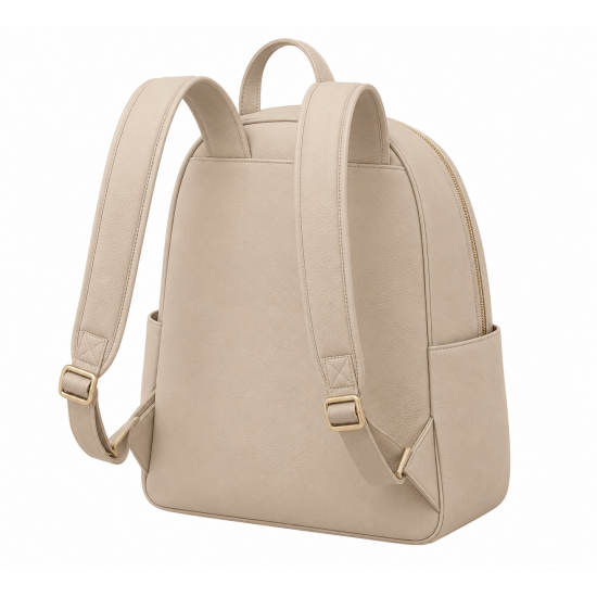 Beige Leather Travel Backpack Bag for Women's