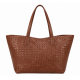 Large Brown Leather Braided Tote Bag for Women's, Shoulder Bag, Large Capacity